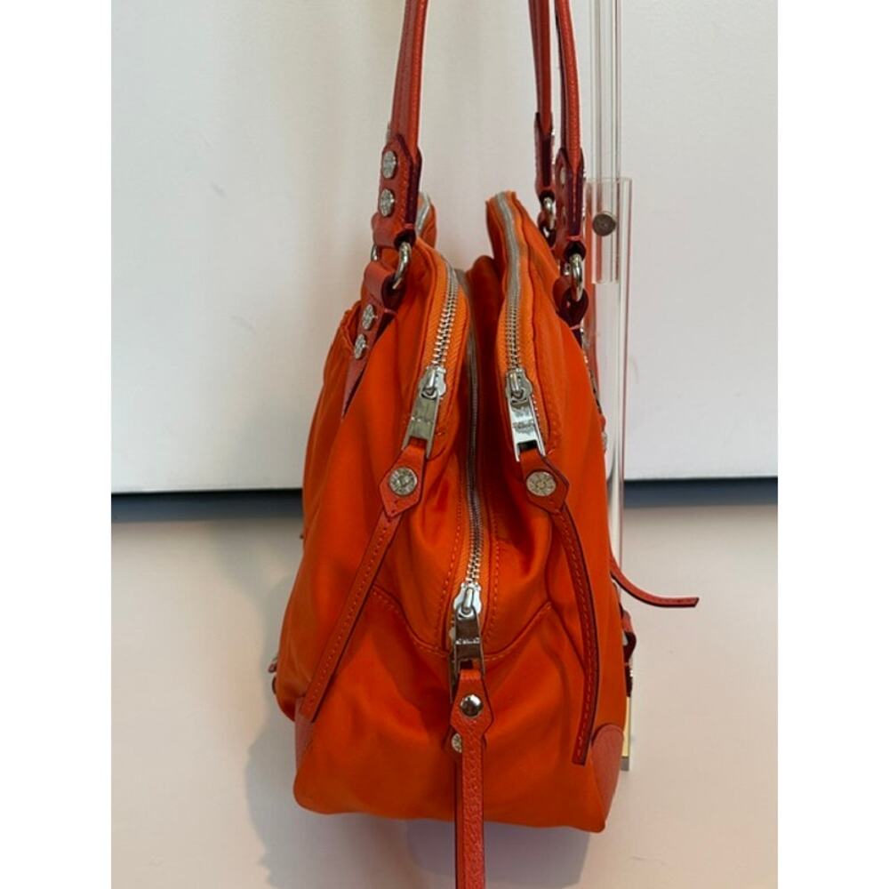 MZ Wallace Orange Nylon Pleated Crossbody Tote - Picture 3 of 11